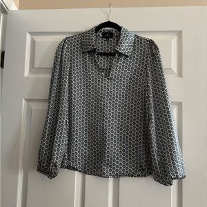 Elegant Blue Patterned Blouse
